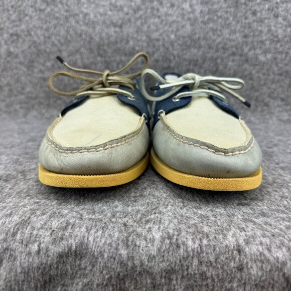 ✅Mens 12M Sperry Top-Sider Boat Shoes Navy & Beige Leather Casual Deck Loafers - Picture 5 of 11